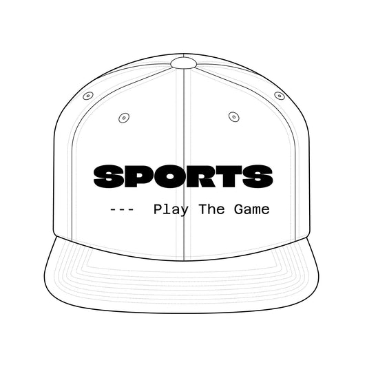 Snapback Hat — "SPORTS — Play The Game" Embroidered Flat-Brim Cap