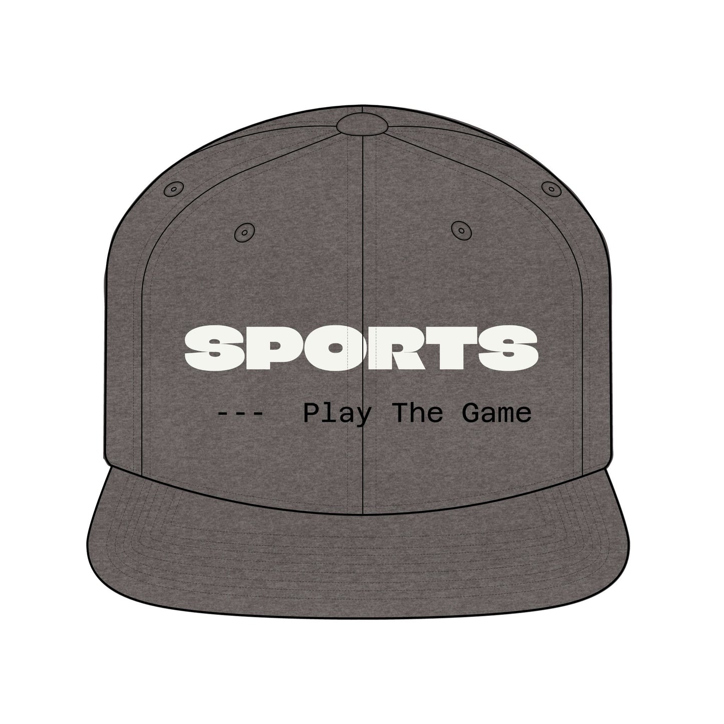 Snapback Hat — "SPORTS — Play The Game" Embroidered Flat-Brim Cap