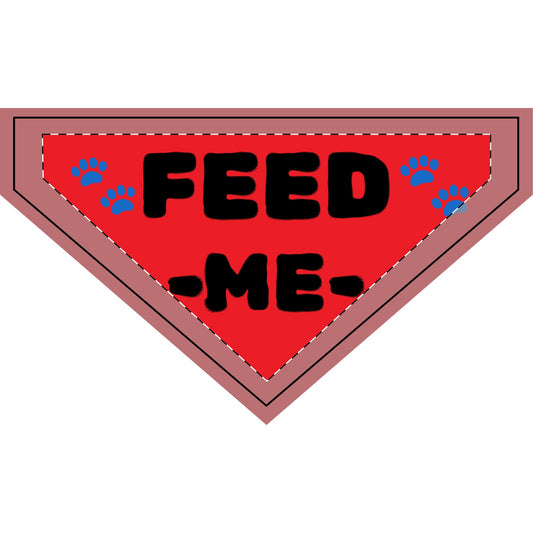 Feed Me Clip-On Pet Bandana — Funny Red Pet Accessory with Paw Print