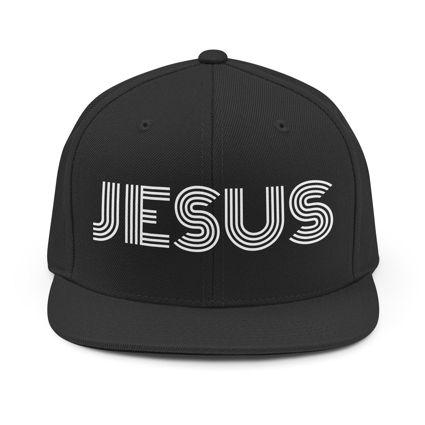 Jesus Snapback Hat — Retro Striped Faith Cap