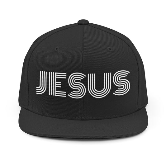 Jesus Snapback Hat — Retro Striped Faith Cap