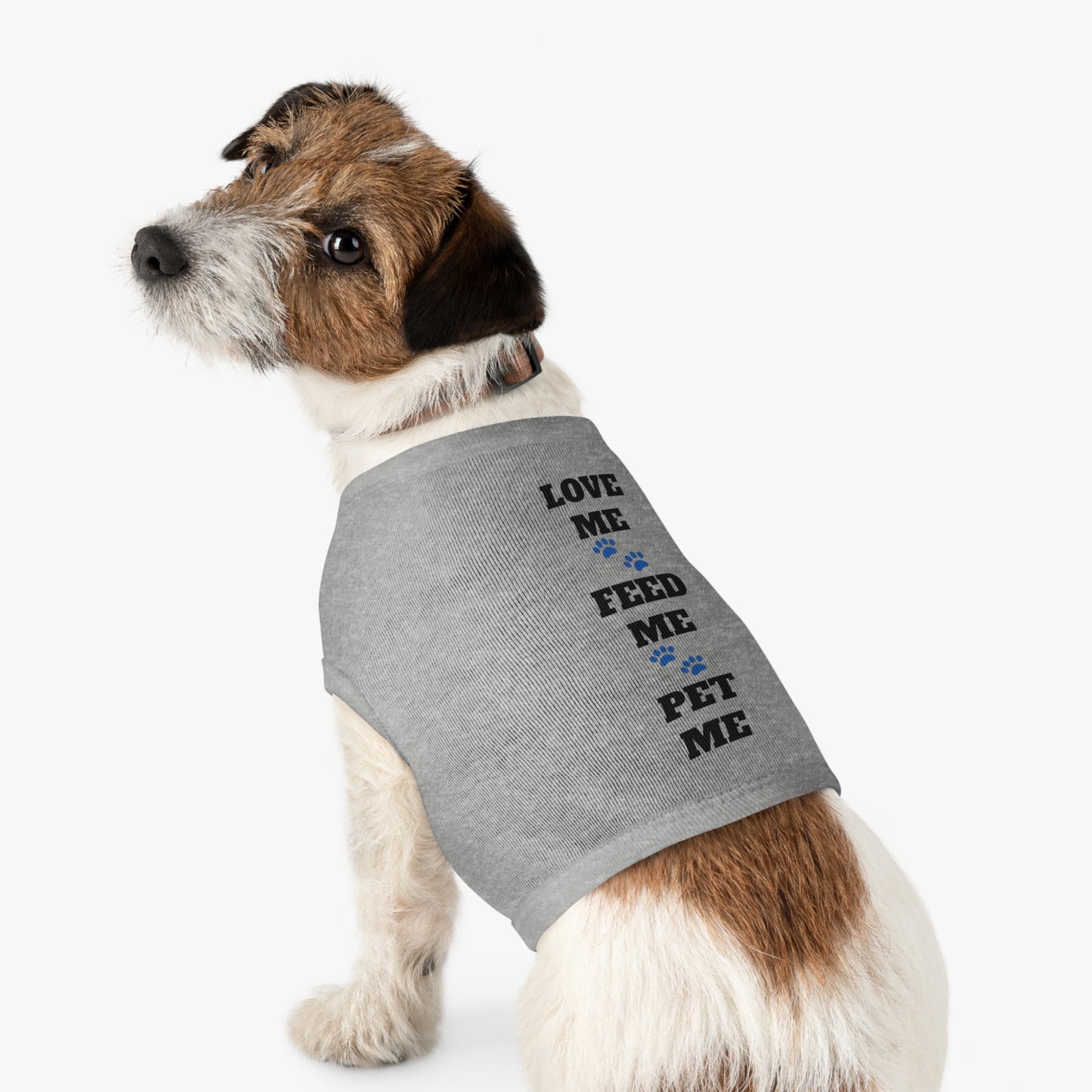 Love Me Feed Me Pet Me - Pet Tank Top with Paw Print Design