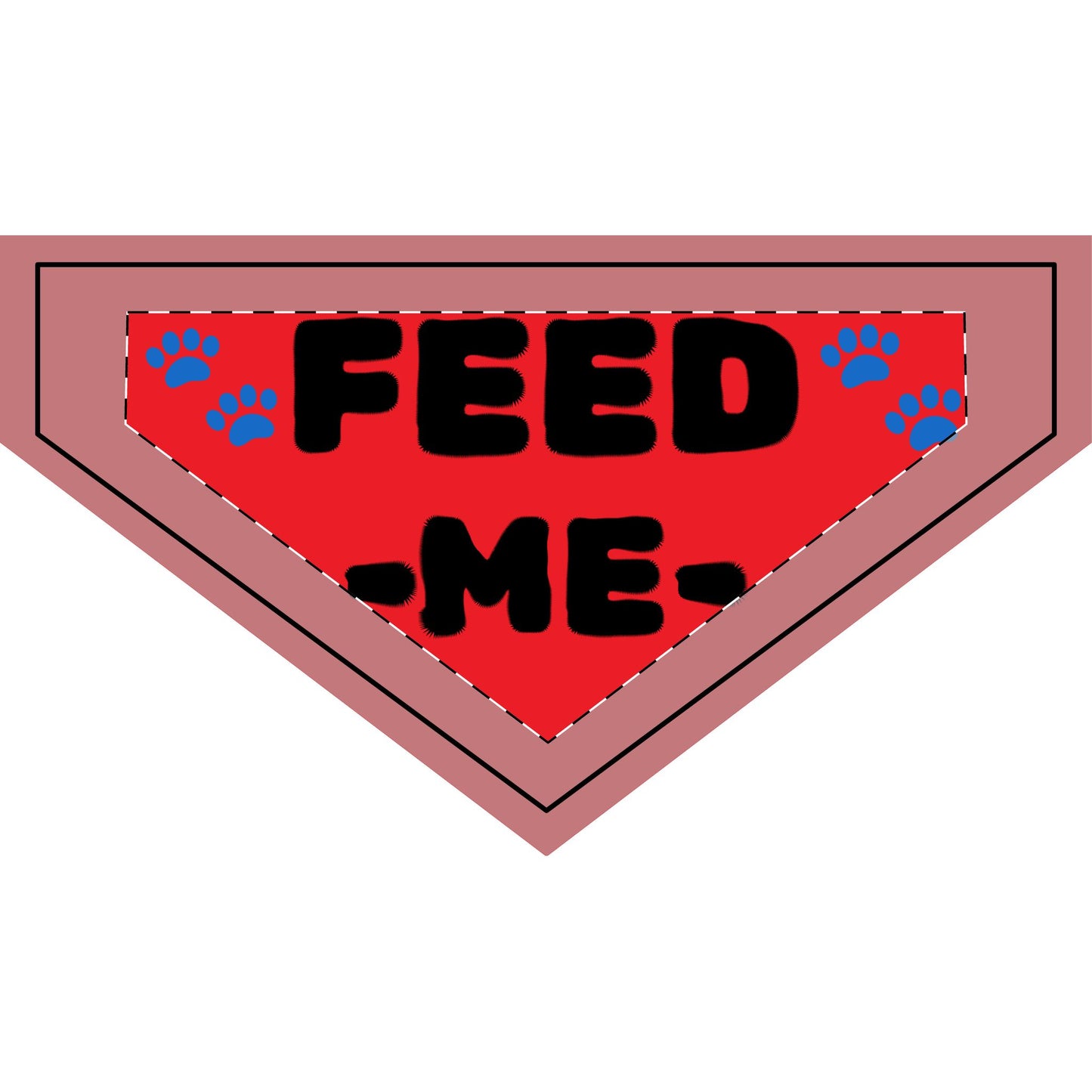 Feed Me Clip-On Pet Bandana — Funny Red Pet Accessory with Paw Print