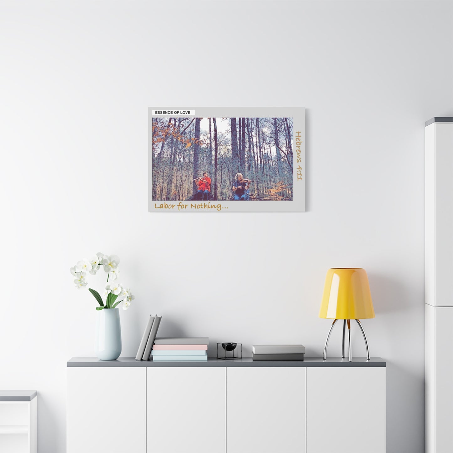 Hebrews 4:11 Canvas Wall Art — "Labor for Nothing... But to Enter His Rest" Stretched Matte Canvas