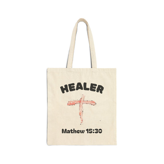 Jesus the Healer Cotton Canvas Tote Bag, Eco-Friendly Shopping Bag, Inspirational Gift, Reusable Tote, Beach Bag, Daily Carryall