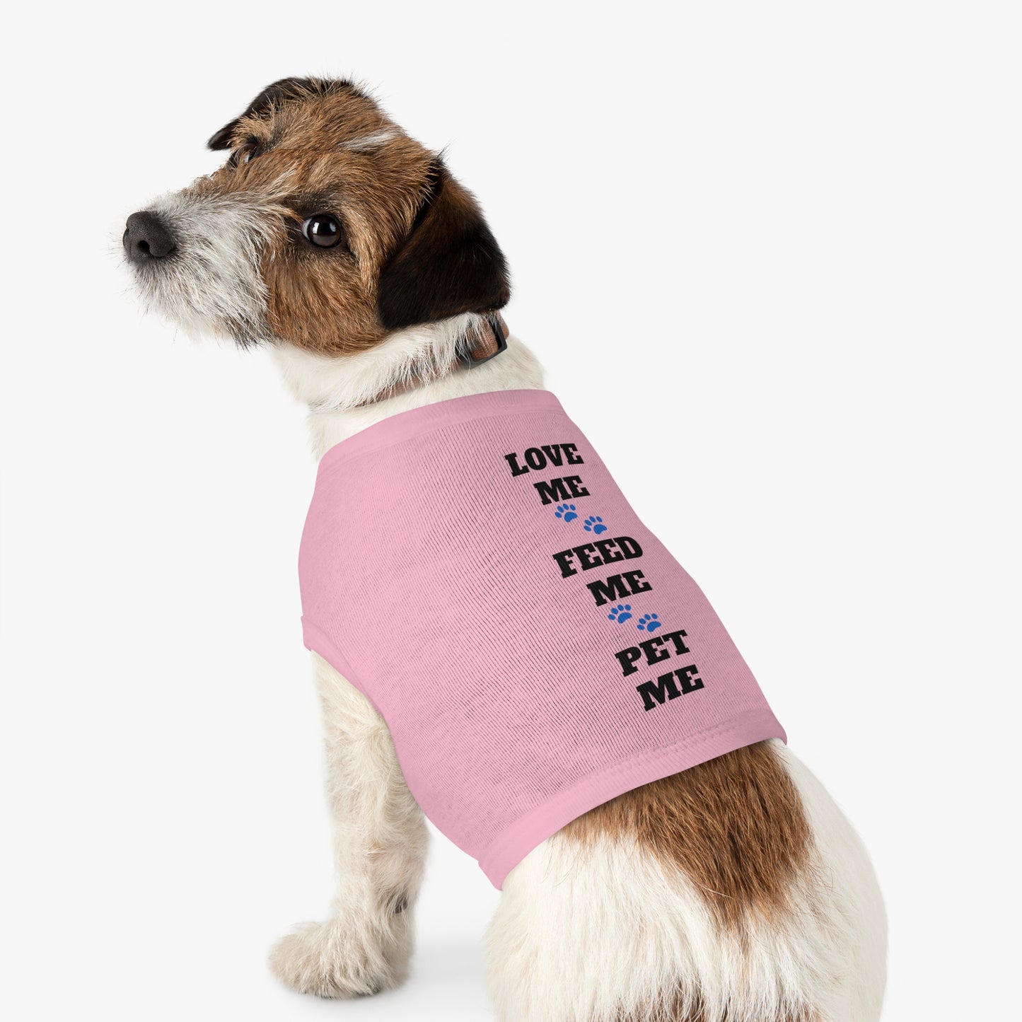 Love Me Feed Me Pet Me - Pet Tank Top with Paw Print Design