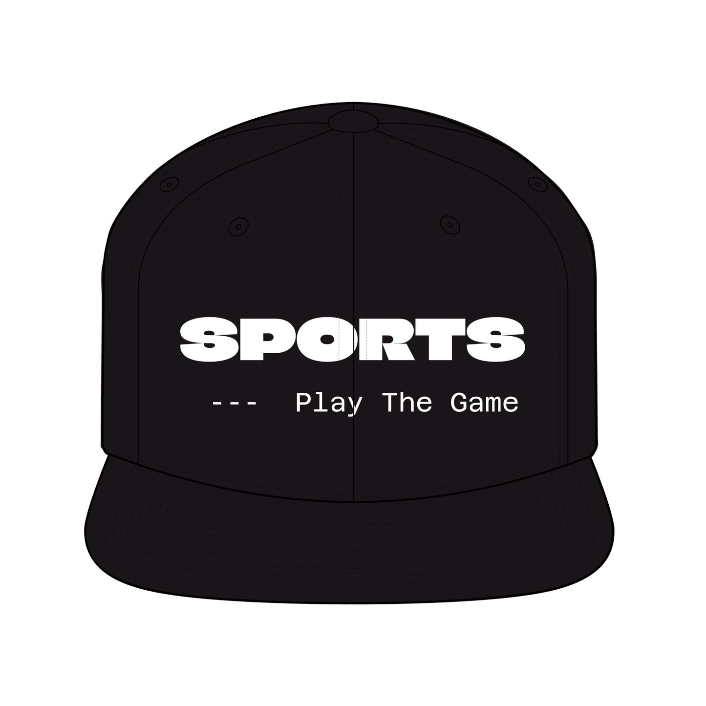 Snapback Hat — "SPORTS — Play The Game" Embroidered Flat-Brim Cap