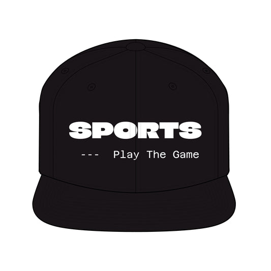 Snapback Hat — "SPORTS — Play The Game" Embroidered Flat-Brim Cap