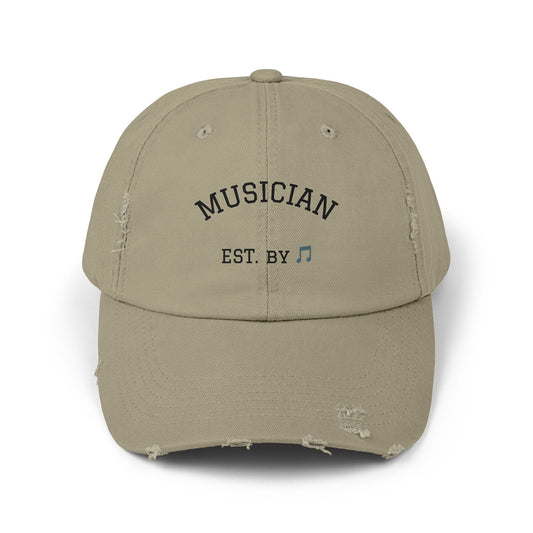 Musician Distressed Cap – 'MUSICIAN EST. BY ' Embroidered Vintage Baseball Hat