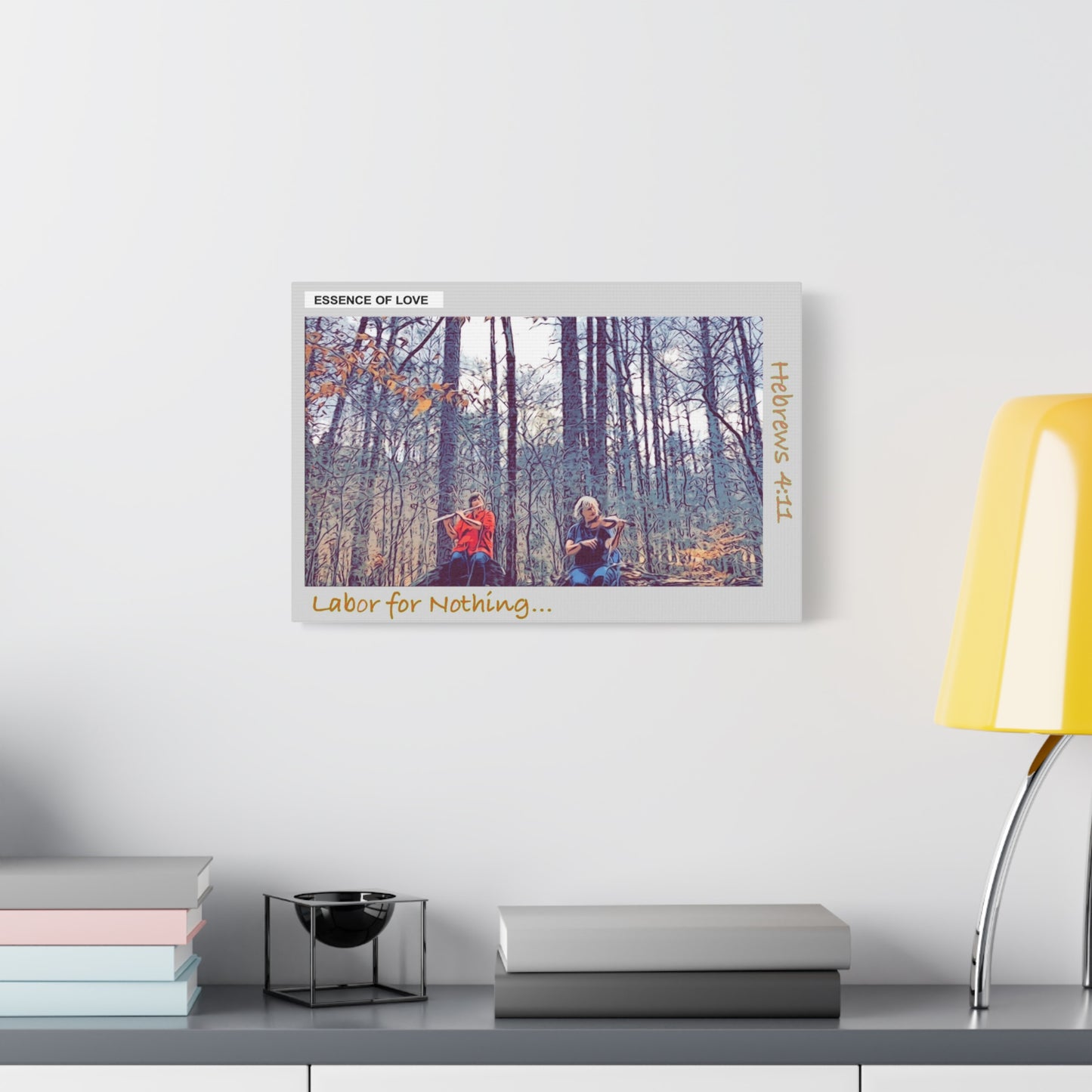 Hebrews 4:11 Canvas Wall Art — "Labor for Nothing... But to Enter His Rest" Stretched Matte Canvas