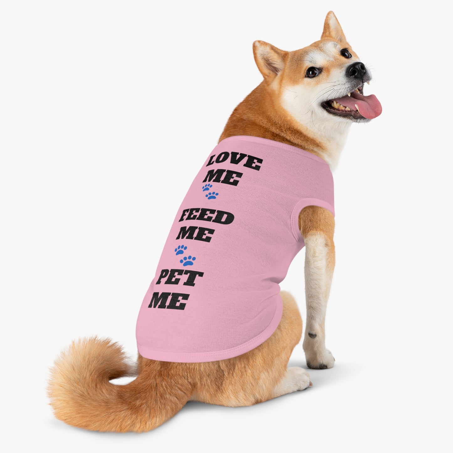 Love Me Feed Me Pet Me - Pet Tank Top with Paw Print Design